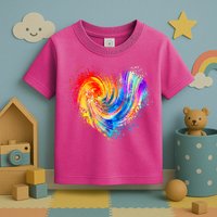 Cool Colorful Paint Swirl Splatter Heart Toddler T-Shirt