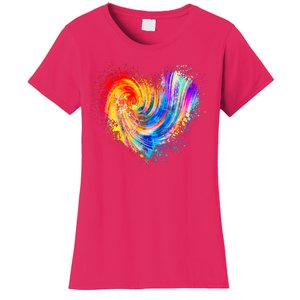 Cool Colorful Paint Swirl Splatter Heart Women's T-Shirt