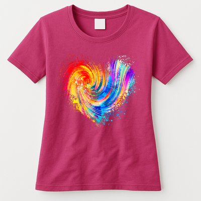 Cool Colorful Paint Swirl Splatter Heart Womens T-Shirt