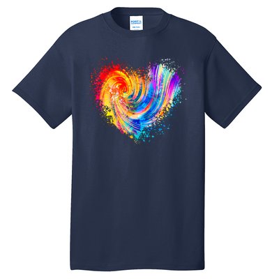 Cool Colorful Paint Swirl Splatter Heart Tall T-Shirt