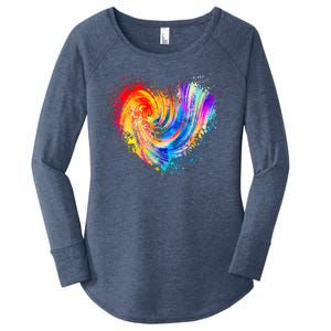 Cool Colorful Paint Swirl Splatter Heart Women's Perfect Tri Tunic Long Sleeve Shirt