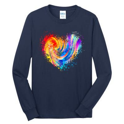 Cool Colorful Paint Swirl Splatter Heart Tall Long Sleeve T-Shirt