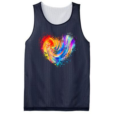 Cool Colorful Paint Swirl Splatter Heart Mesh Reversible Basketball Jersey Tank