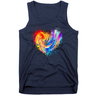 Cool Colorful Paint Swirl Splatter Heart Tank Top