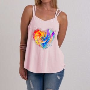 Cool Colorful Paint Swirl Splatter Heart Women's Strappy Tank