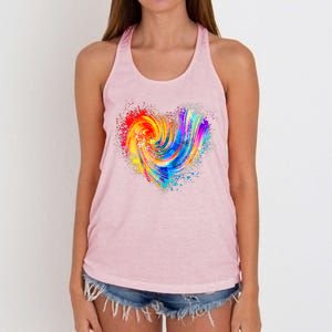 Cool Colorful Paint Swirl Splatter Heart Women's Knotted Racerback Tank