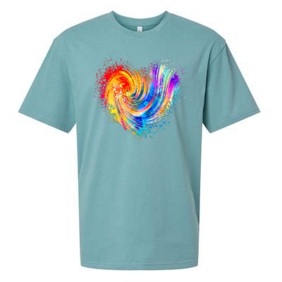 Cool Colorful Paint Swirl Splatter Heart Sueded Cloud Jersey T-Shirt