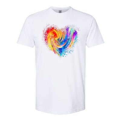 Cool Colorful Paint Swirl Splatter Heart Softstyle CVC T-Shirt