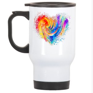 Cool Colorful Paint Swirl Splatter Heart Stainless Steel Travel Mug