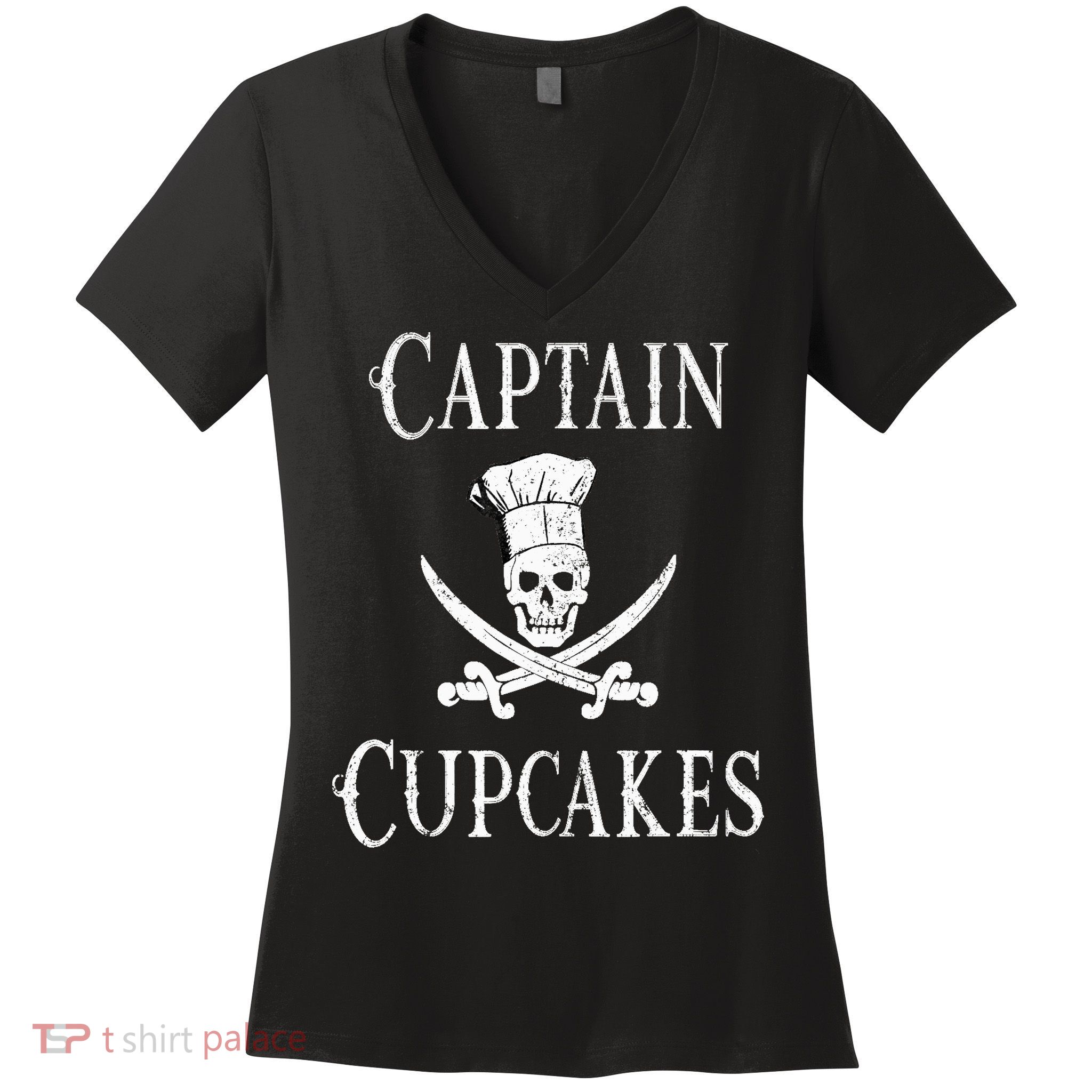 Captain Cupcakes Pirate Culinary Cupcake Lover Gift Women's V-Neck T-Shirt