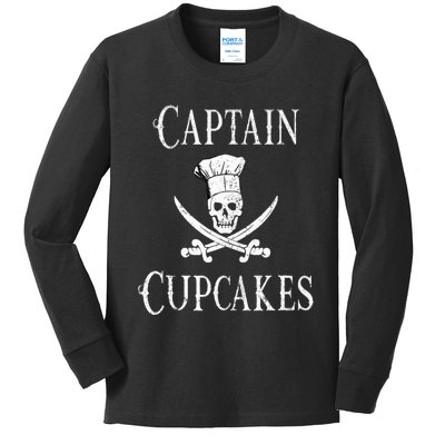 Captain Cupcakes Pirate Culinary Cupcake Lover Gift Kids Long Sleeve Shirt