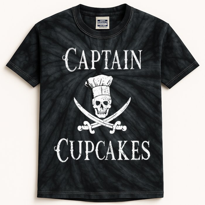 Captain Cupcakes Pirate Culinary Cupcake Lover Gift Kids Tie-Dye T-Shirt