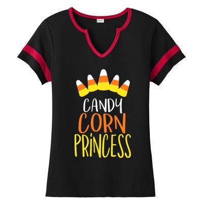 CANDY CORN PRINCESS Halloween Fun Ladies Halftime Notch Neck Tee