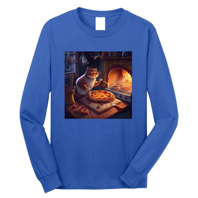 Cat Cooking Pizza Gift Long Sleeve Shirt