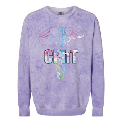 CPhT Certified Pharmacy Technician Caduceus Design Gift Colorblast Crewneck Sweatshirt