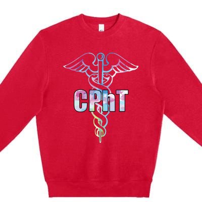 CPhT Certified Pharmacy Technician Caduceus Design Gift Premium Crewneck Sweatshirt