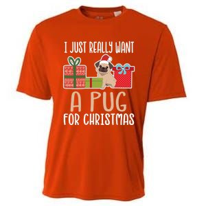 Cute Christmas Pug Owner I Want A Pug Great Gift Cooling Performance Crew T-Shirt