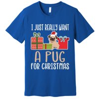 Cute Christmas Pug Owner I Want A Pug Great Gift Premium T-Shirt