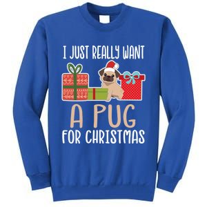 Cute Christmas Pug Owner I Want A Pug Great Gift Tall Sweatshirt