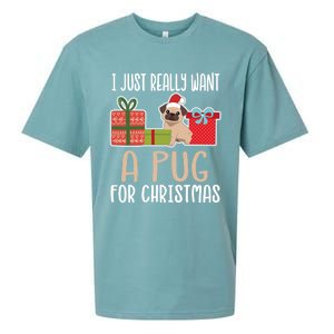 Cute Christmas Pug Owner I Want A Pug Great Gift Sueded Cloud Jersey T-Shirt