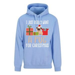 Cute Christmas Pug Owner I Want A Pug Great Gift Unisex Surf Hoodie