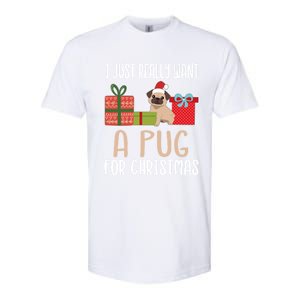 Cute Christmas Pug Owner I Want A Pug Great Gift Softstyle CVC T-Shirt