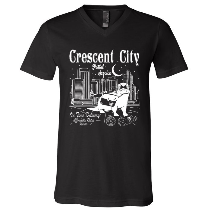 Crescent City Postal Service Messenger Otter Crescent City V-Neck T-Shirt