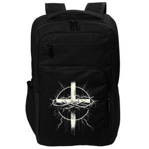 Christian Cross Punk Art Style Crown Of Thorns Distressed Impact Tech Backpack