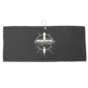 Christian Cross Punk Art Style Crown Of Thorns Distressed Large Microfiber Waffle Golf Towel