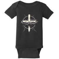 Christian Cross Punk Art Style Crown Of Thorns Distressed Baby Bodysuit