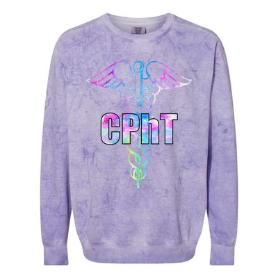 CPhT Certified Pharmacy Technician Caduceus Design Gift Colorblast Crewneck Sweatshirt