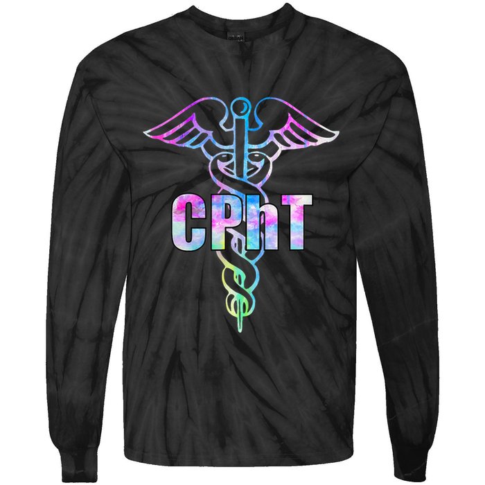 CPhT Certified Pharmacy Technician Caduceus Design Gift Tie-Dye Long Sleeve Shirt