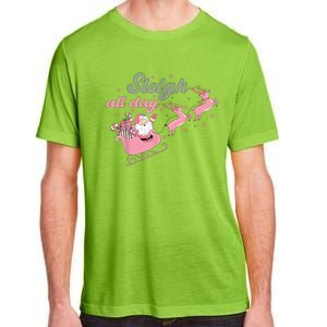 Cute Christmas Pink Funny Gift Sleigh All Day Santa Xmas Retro Cute Gift Adult ChromaSoft Performance T-Shirt