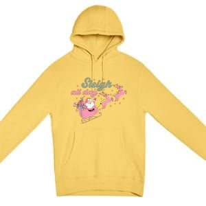 Cute Christmas Pink Funny Gift Sleigh All Day Santa Xmas Retro Cute Gift Premium Pullover Hoodie