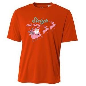 Cute Christmas Pink Funny Gift Sleigh All Day Santa Xmas Retro Cute Gift Cooling Performance Crew T-Shirt