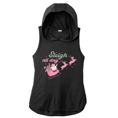 Cute Christmas Pink Funny Gift Sleigh All Day Santa Xmas Retro Cute Gift Ladies PosiCharge Tri-Blend Wicking Draft Hoodie Tank