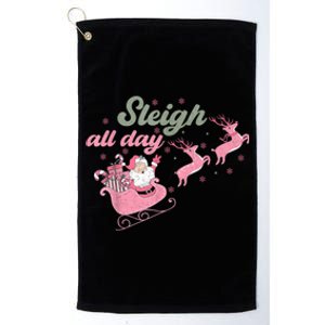 Cute Christmas Pink Funny Gift Sleigh All Day Santa Xmas Retro Cute Gift Platinum Collection Golf Towel