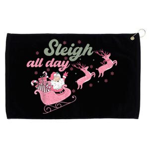 Cute Christmas Pink Funny Gift Sleigh All Day Santa Xmas Retro Cute Gift Grommeted Golf Towel