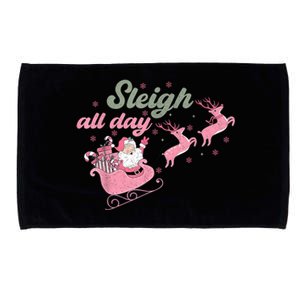 Cute Christmas Pink Funny Gift Sleigh All Day Santa Xmas Retro Cute Gift Microfiber Hand Towel