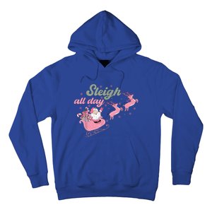 Cute Christmas Pink Funny Gift Sleigh All Day Santa Xmas Retro Cute Gift Hoodie