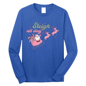 Cute Christmas Pink Funny Gift Sleigh All Day Santa Xmas Retro Cute Gift Long Sleeve Shirt