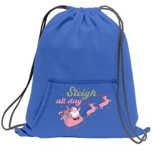 Cute Christmas Pink Funny Gift Sleigh All Day Santa Xmas Retro Cute Gift Sweatshirt Cinch Pack Bag