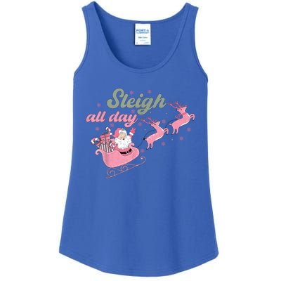 Cute Christmas Pink Funny Gift Sleigh All Day Santa Xmas Retro Cute Gift Ladies Essential Tank