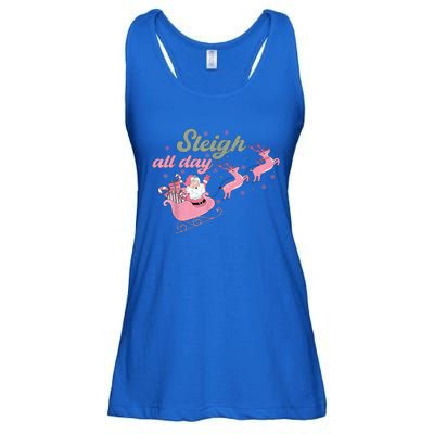 Cute Christmas Pink Funny Gift Sleigh All Day Santa Xmas Retro Cute Gift Ladies Essential Flowy Tank