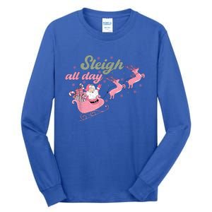 Cute Christmas Pink Funny Gift Sleigh All Day Santa Xmas Retro Cute Gift Tall Long Sleeve T-Shirt