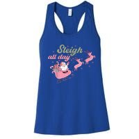 Cute Christmas Pink Funny Gift Sleigh All Day Santa Xmas Retro Cute Gift Women's Racerback Tank