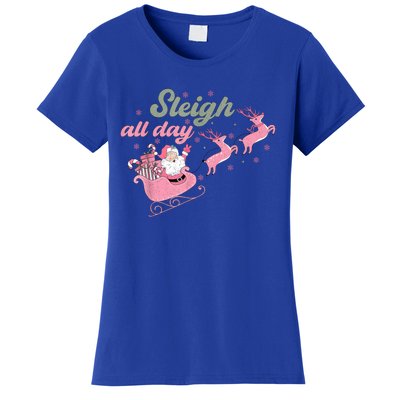 Cute Christmas Pink Funny Gift Sleigh All Day Santa Xmas Retro Cute Gift Women's T-Shirt