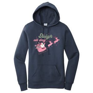 Cute Christmas Pink Funny Gift Sleigh All Day Santa Xmas Retro Cute Gift Women's Pullover Hoodie