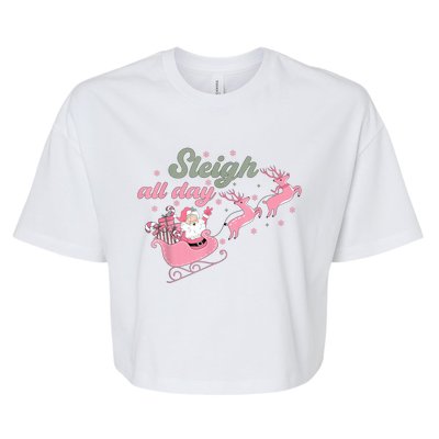 Cute Christmas Pink Funny Gift Sleigh All Day Santa Xmas Retro Cute Gift Bella+Canvas Jersey Crop Tee