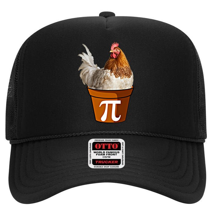 Cute Chicken Pot Pie Funny Math Pun Pie Symbol Math Funny Gift High Crown Mesh Back Trucker Hat